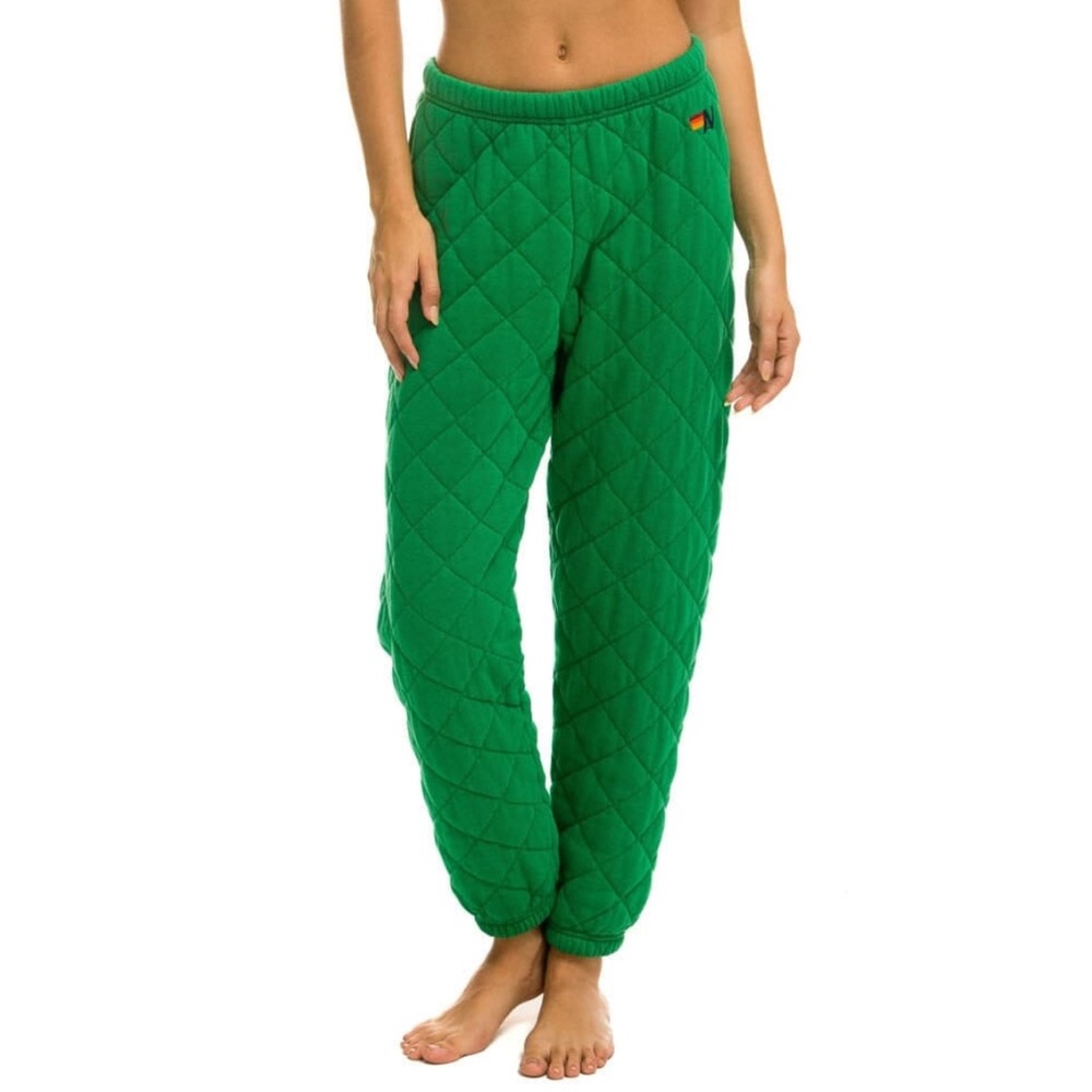 Aviator Nation Quilted Sweatpants Kelly Green XS